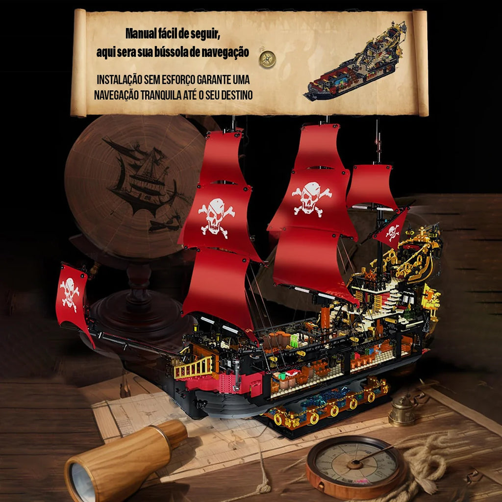 Bloco de Montar de Encaixe Navio Pirata 3399 peças Decoração Brinquedo Educativo Infantil Adolescente Adulto Conjunto de Construção