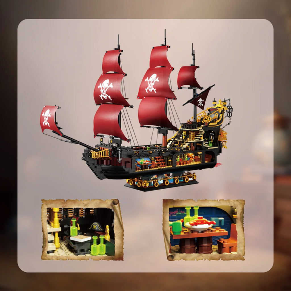 Bloco de Montar de Encaixe Navio Pirata 3399 peças Decoração Brinquedo Educativo Infantil Adolescente Adulto Conjunto de Construção