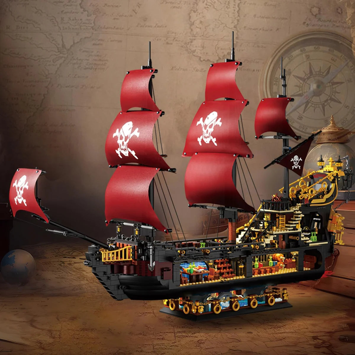 Bloco de Montar de Encaixe Navio Pirata 3399 peças Decoração Brinquedo Educativo Infantil Adolescente Adulto Conjunto de Construção