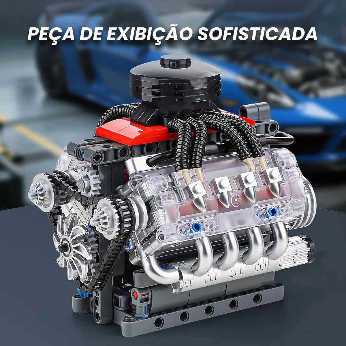 Bloco De Montar Construção Motor V8 Funcional 487 Peças Mould King 10171