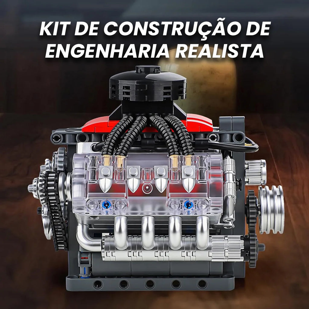 Bloco De Montar Construção Motor V8 Funcional 487 Peças Mould King 10171