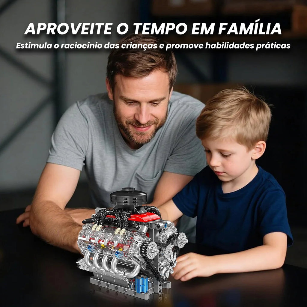 Bloco De Montar Construção Motor V8 Funcional 487 Peças Mould King 10171