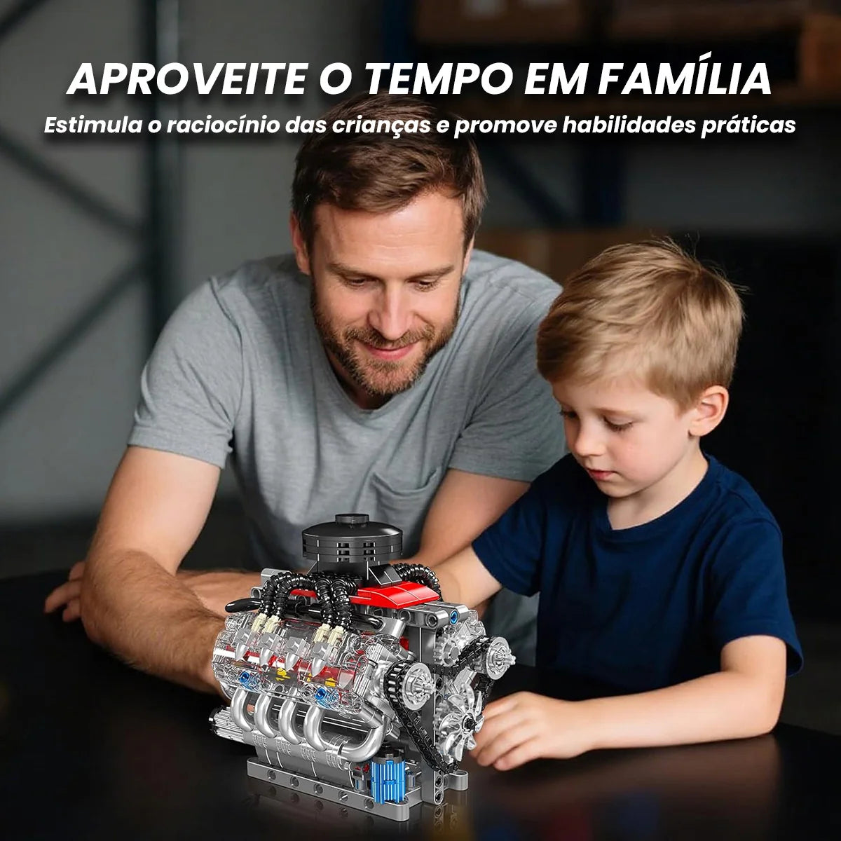 Bloco De Montar Construção Motor V8 Funcional 487 Peças Mould King 10171