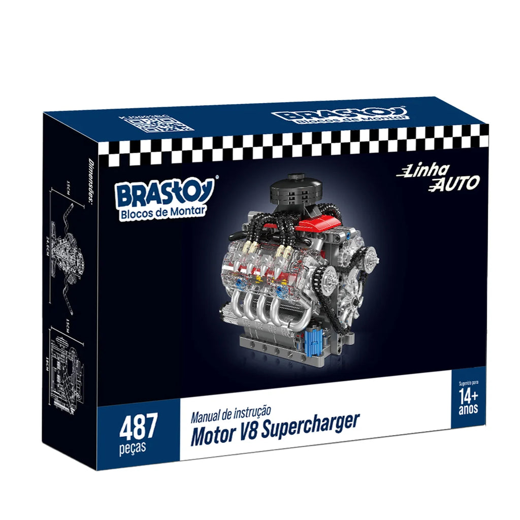 Bloco De Montar Construção Motor V8 Funcional 487 Peças Mould King 10171