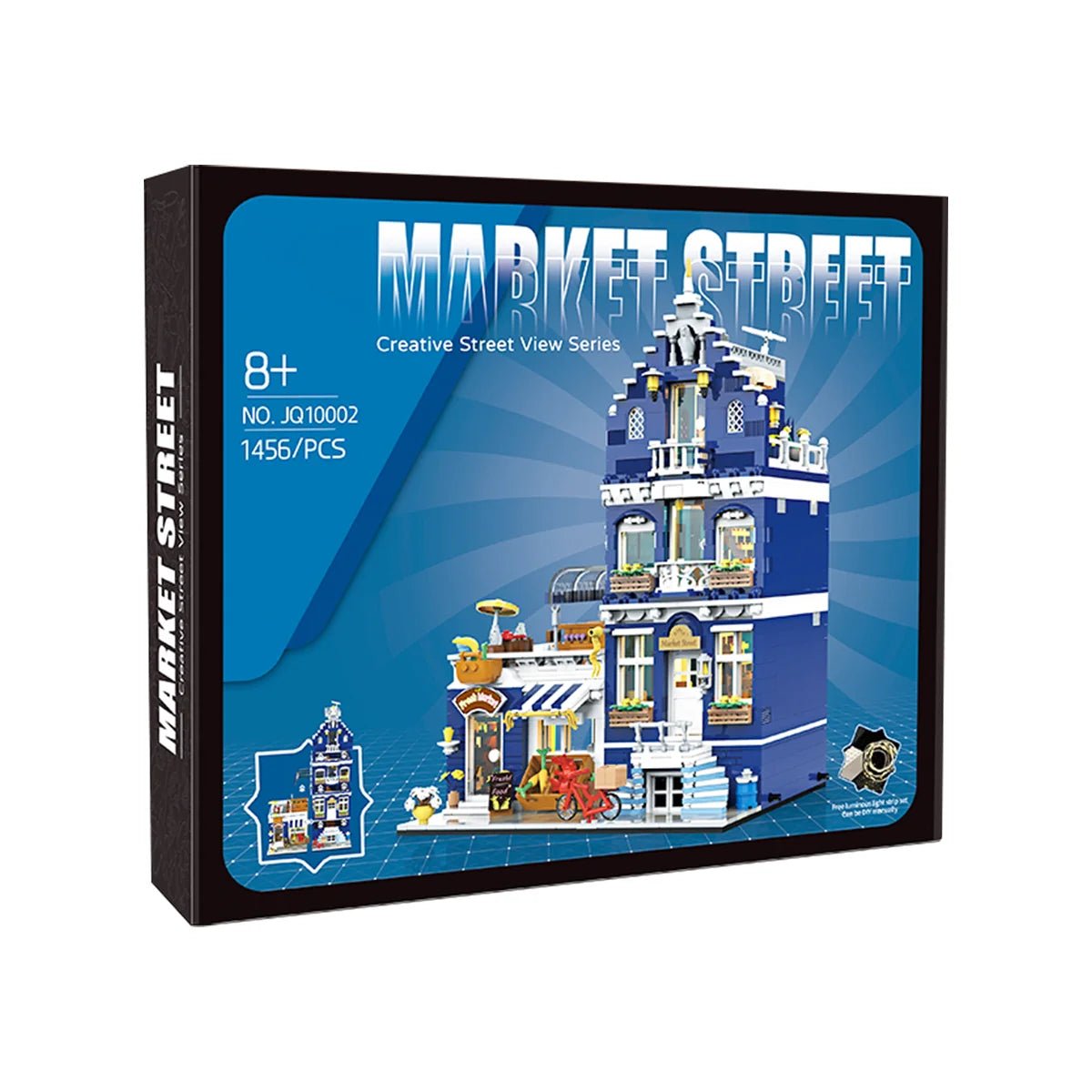 Bloco de Montar Mercado Vintagde Três Andares com LED 1456 peças Decoração Brinquedo Educativo Infantil Adolescente Adulto Conjunto de Construção