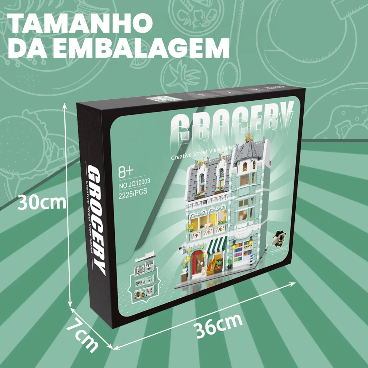Bloco de Montar Loja de Conveniência de Três Andares com LED 2225 peças Decoração Brinquedo Educativo Infantil Adulto