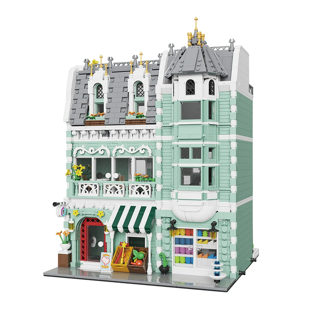 Bloco de Montar Loja de Conveniência de Três Andares com LED 2225 peças Decoração Brinquedo Educativo Infantil Adulto