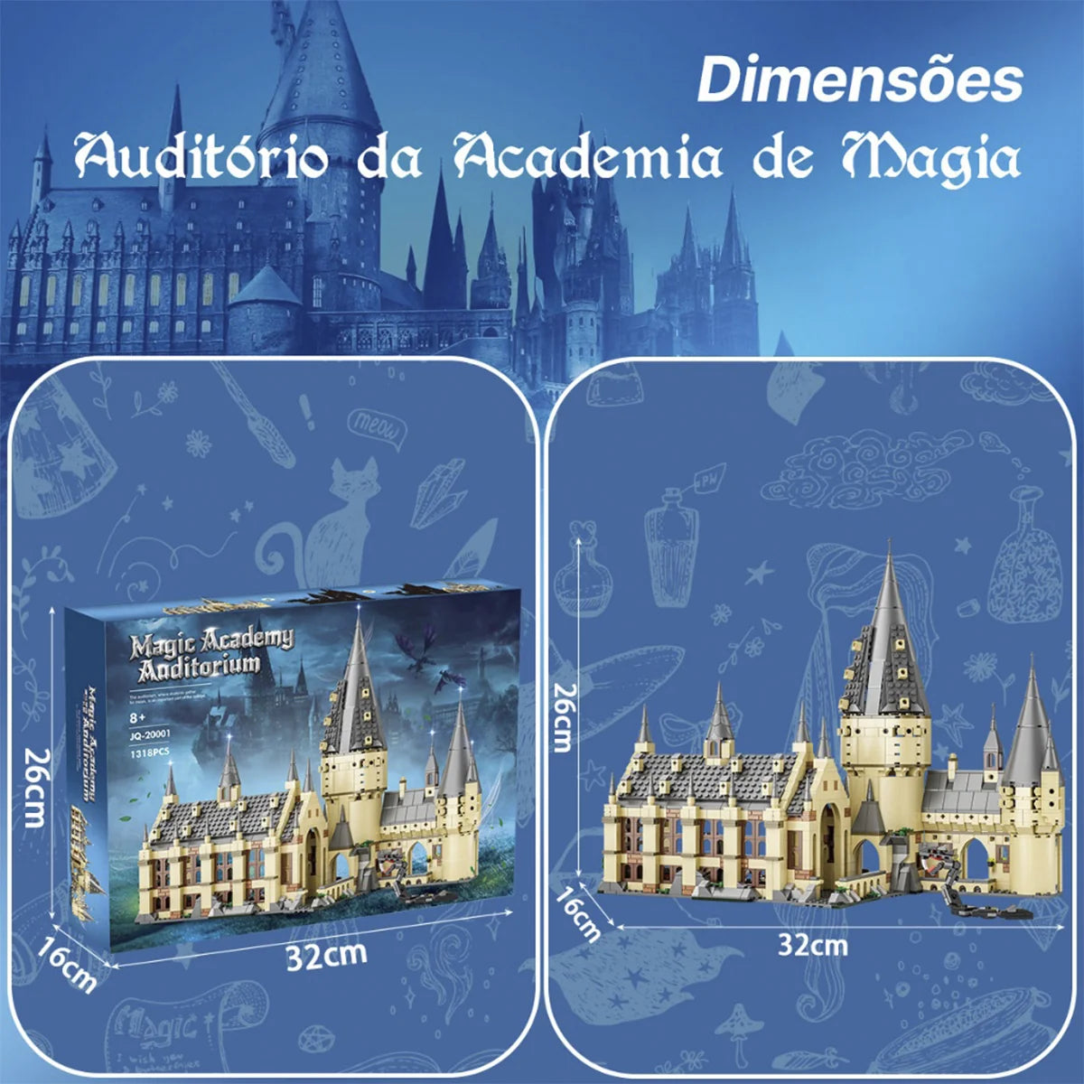 Bloco de Montar Magic Grand Hall 1813 peças Decoração Brinquedo Educativo Infantil Adolescente Adulto Conjunto de Construção