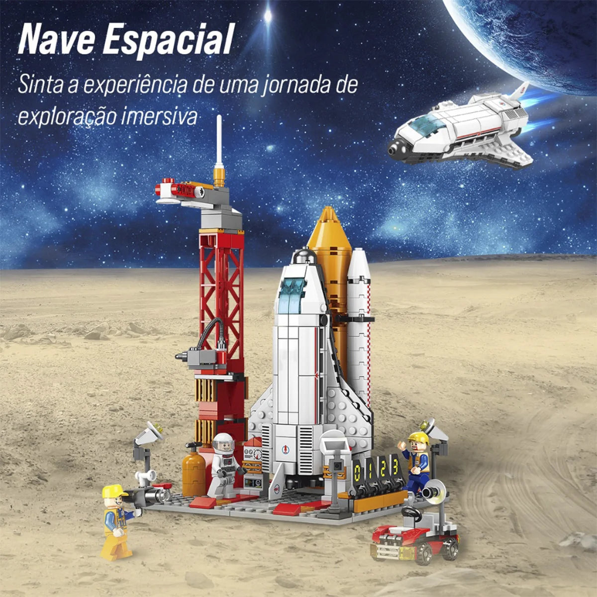 Bloco de Montar Nave Espacial 494 peças Decoração Brinquedo Educativo Infantil Adolescente Adulto Conjunto de Construção