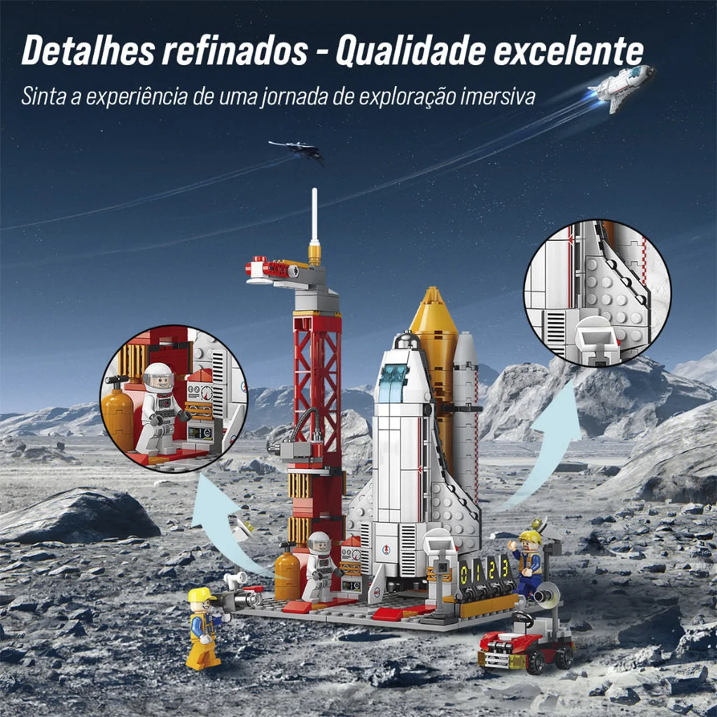 Bloco de Montar Nave Espacial 494 peças Decoração Brinquedo Educativo Infantil Adolescente Adulto Conjunto de Construção