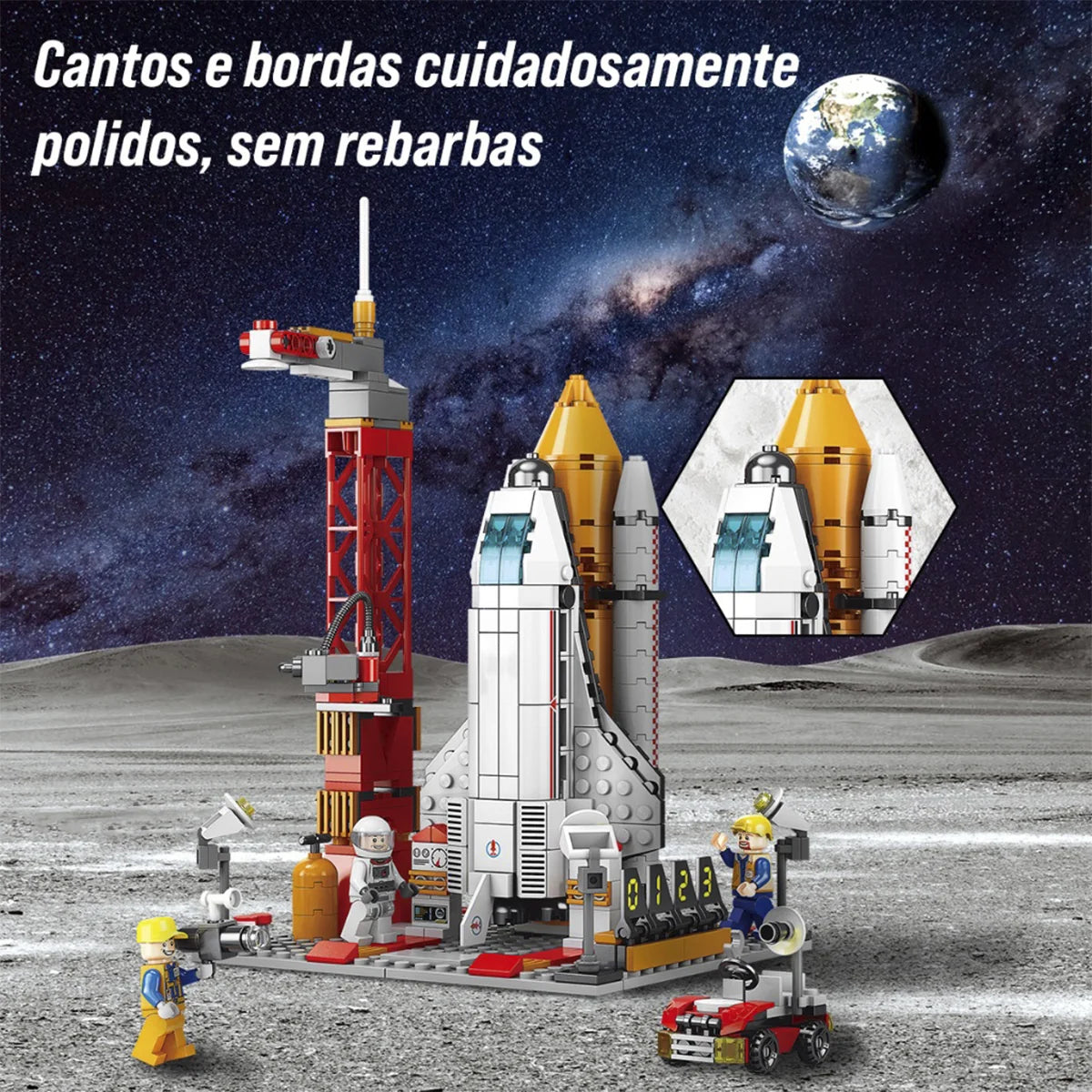 Bloco de Montar Nave Espacial 494 peças Decoração Brinquedo Educativo Infantil Adolescente Adulto Conjunto de Construção