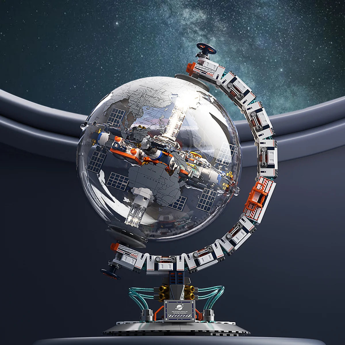 Bloco de Montar Globo Terrestre Mapa Múndi Futurista Puzzle 770 Peças de Encaixar Decoração Colecionador Brinquedo Infantil Adulto