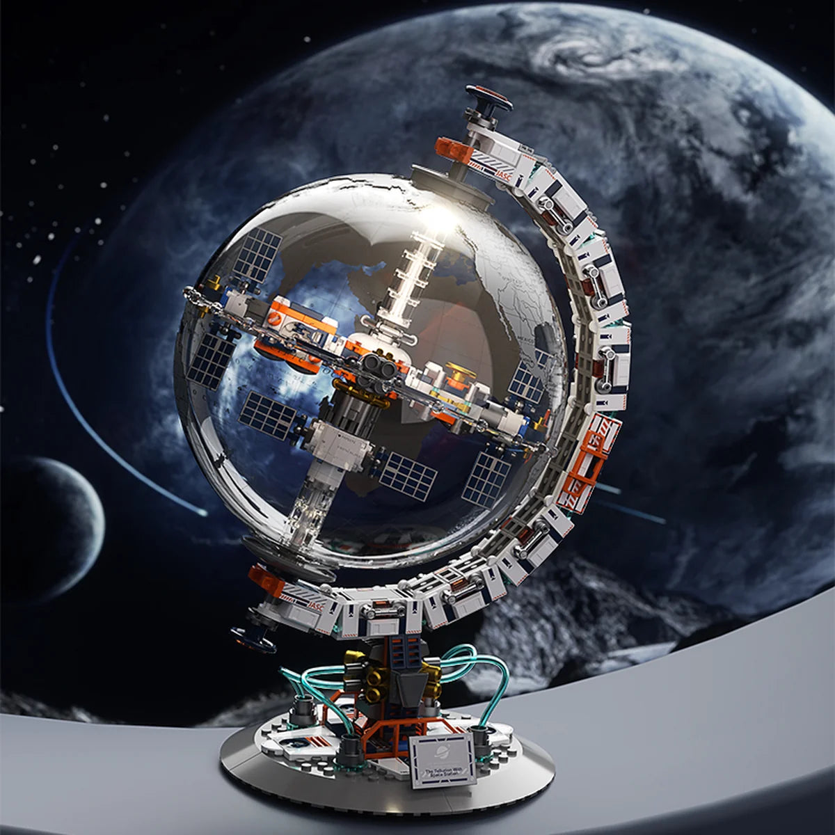 Bloco de Montar Globo Terrestre Mapa Múndi Futurista Puzzle 770 Peças de Encaixar Decoração Colecionador Brinquedo Infantil Adulto