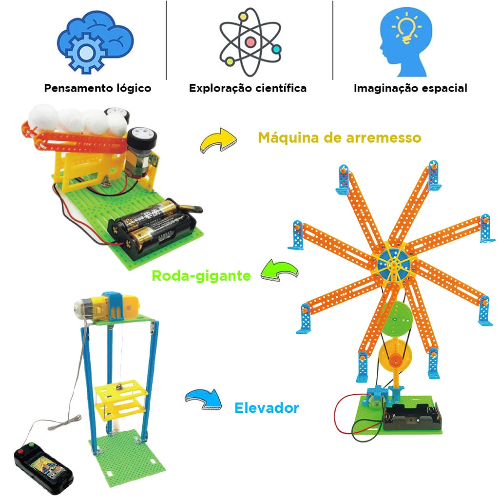 Bloco de Montar Construção Stem Brinquedo Educativo 5 Em 1 Brastoy