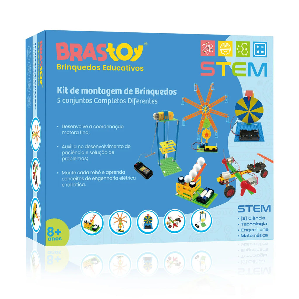Bloco de Montar Construção Stem Brinquedo Educativo 5 Em 1 Brastoy