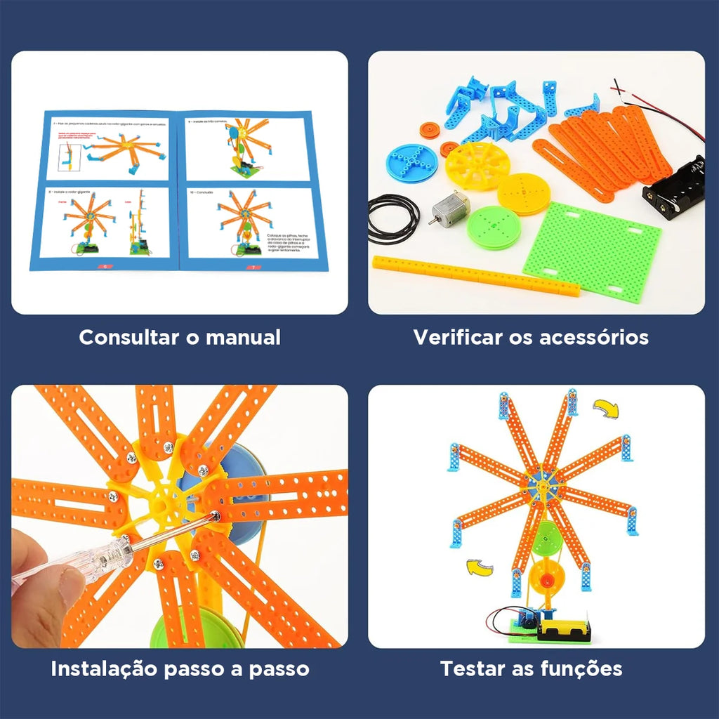 Bloco de Montar Construção Stem Brinquedo Educativo 5 Em 1 Brastoy
