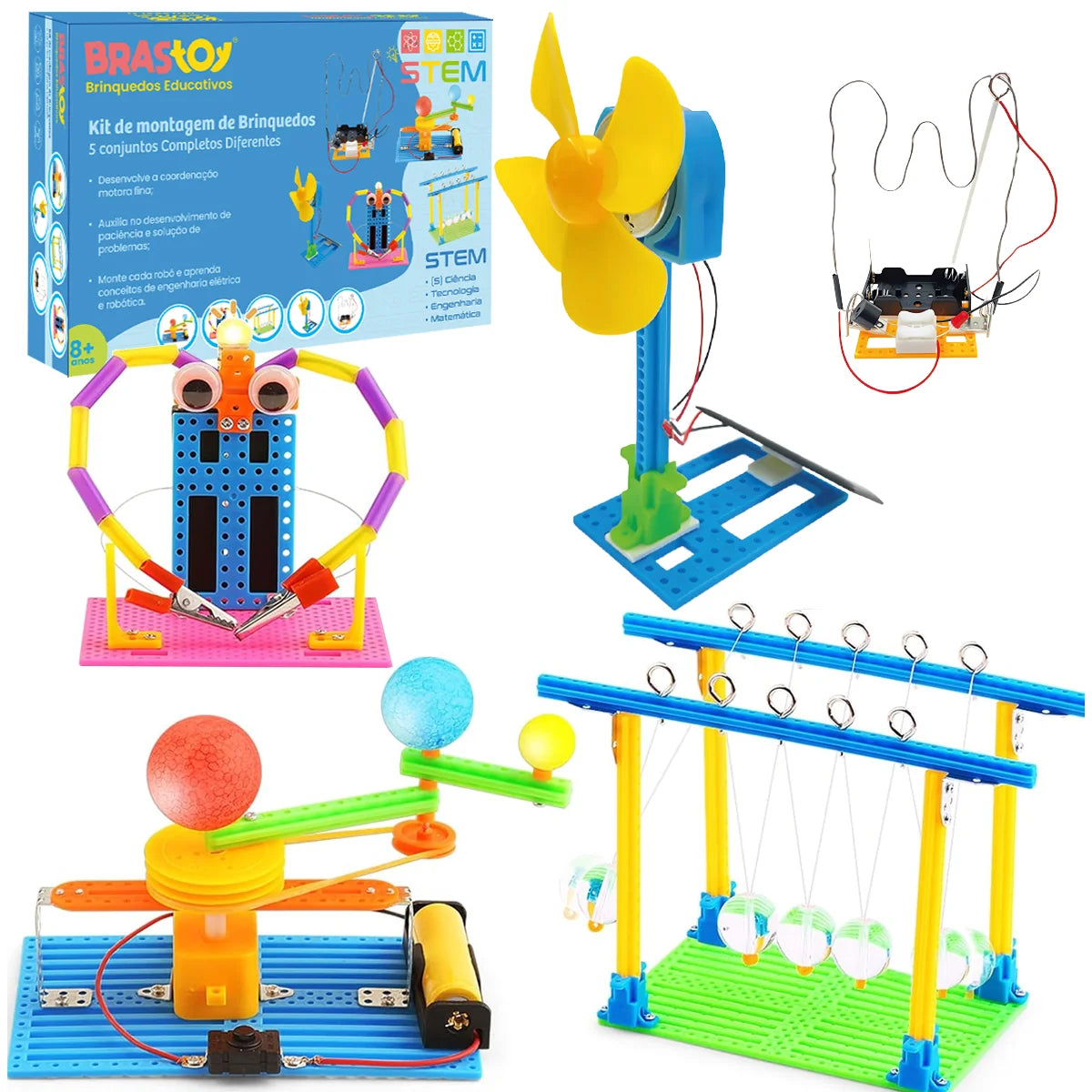 Blocos de Montar Construção Stem Brinquedo Educativo 5 Em 1 Brastoy