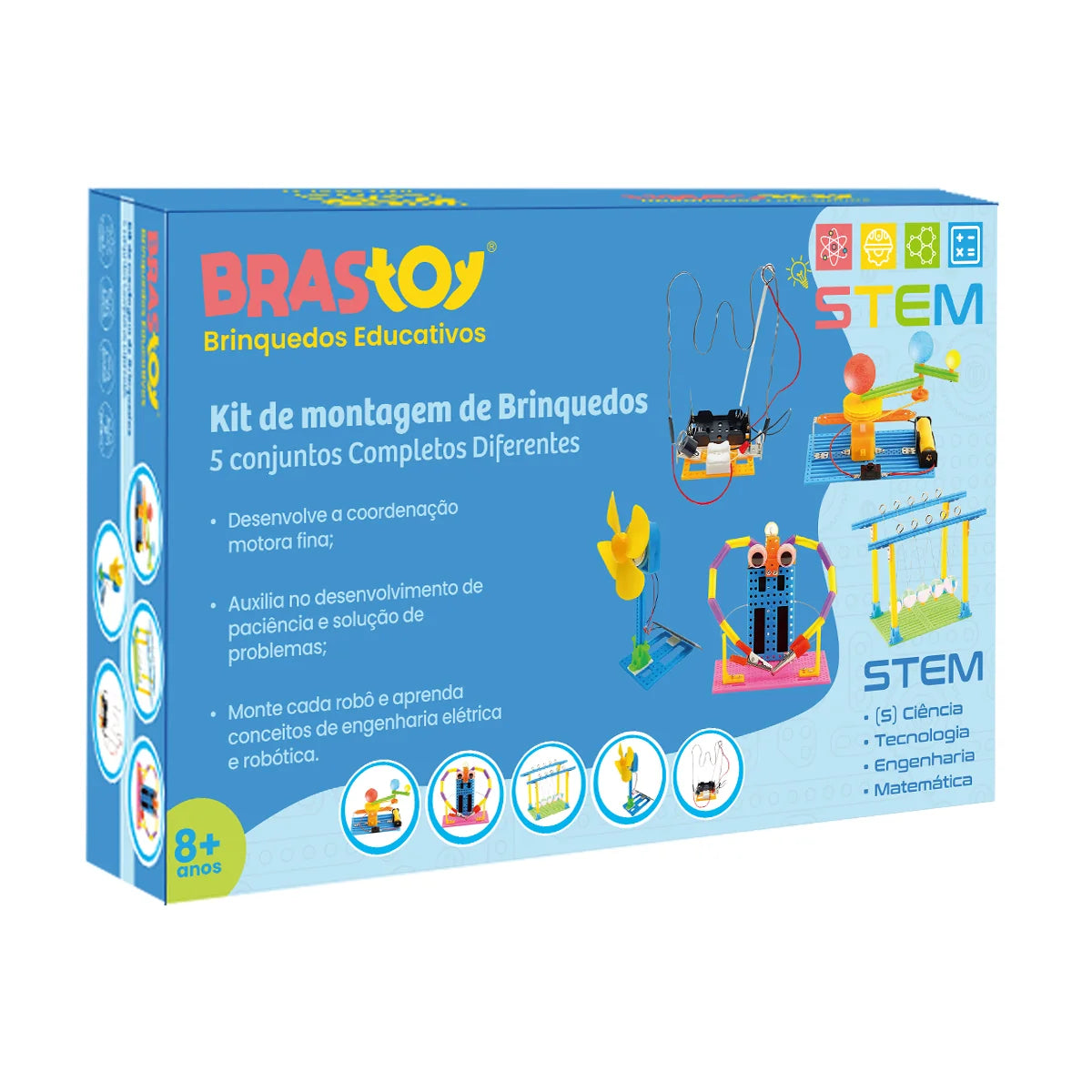 Blocos de Montar Construção Stem Brinquedo Educativo 5 Em 1 Brastoy