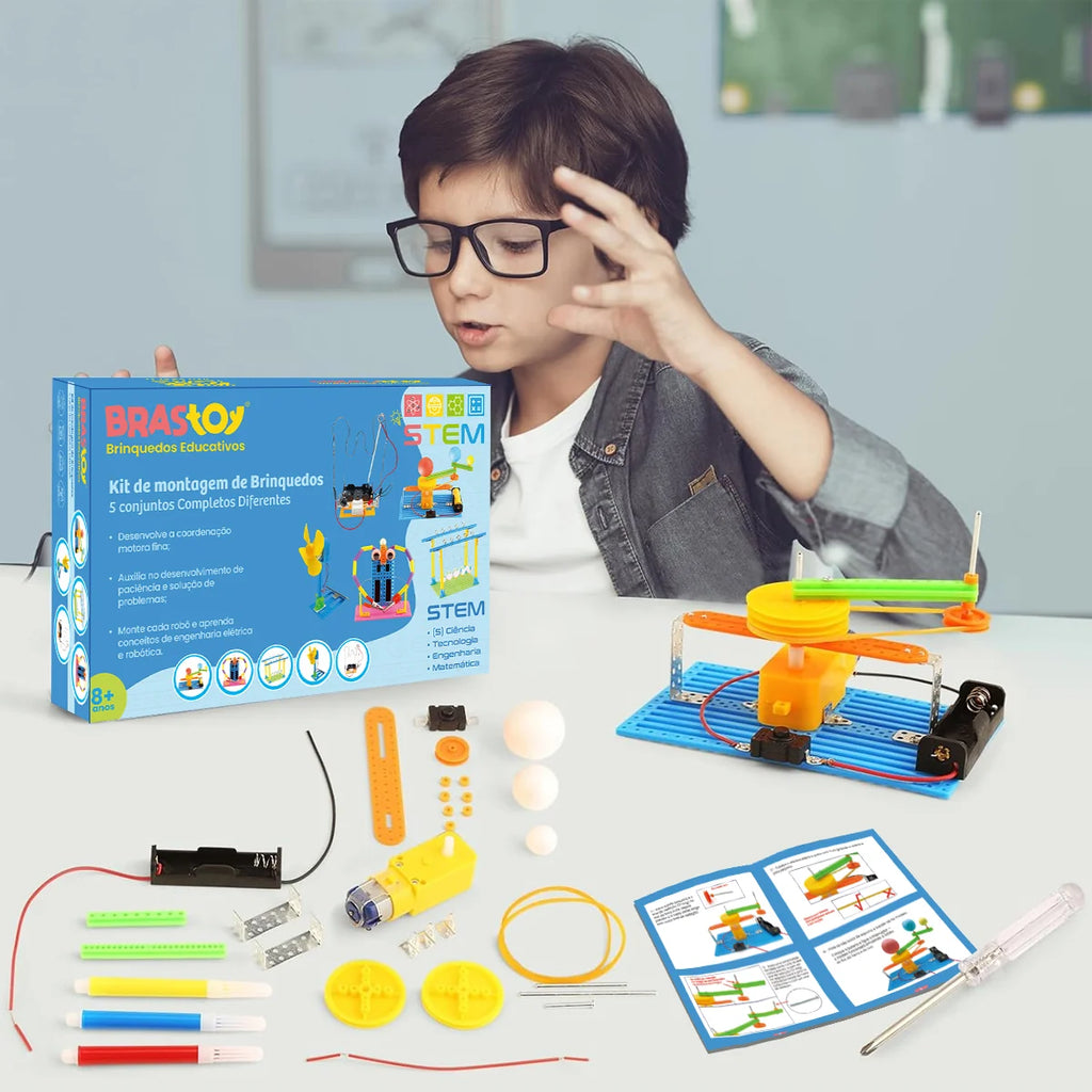 Blocos de Montar Construção Stem Brinquedo Educativo 5 Em 1 Brastoy