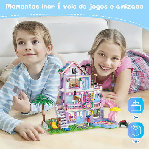 Bloco De Montar 775 Peças Encaixe Brinquedo Educativo Arquitetônicos De Vila De Jardim