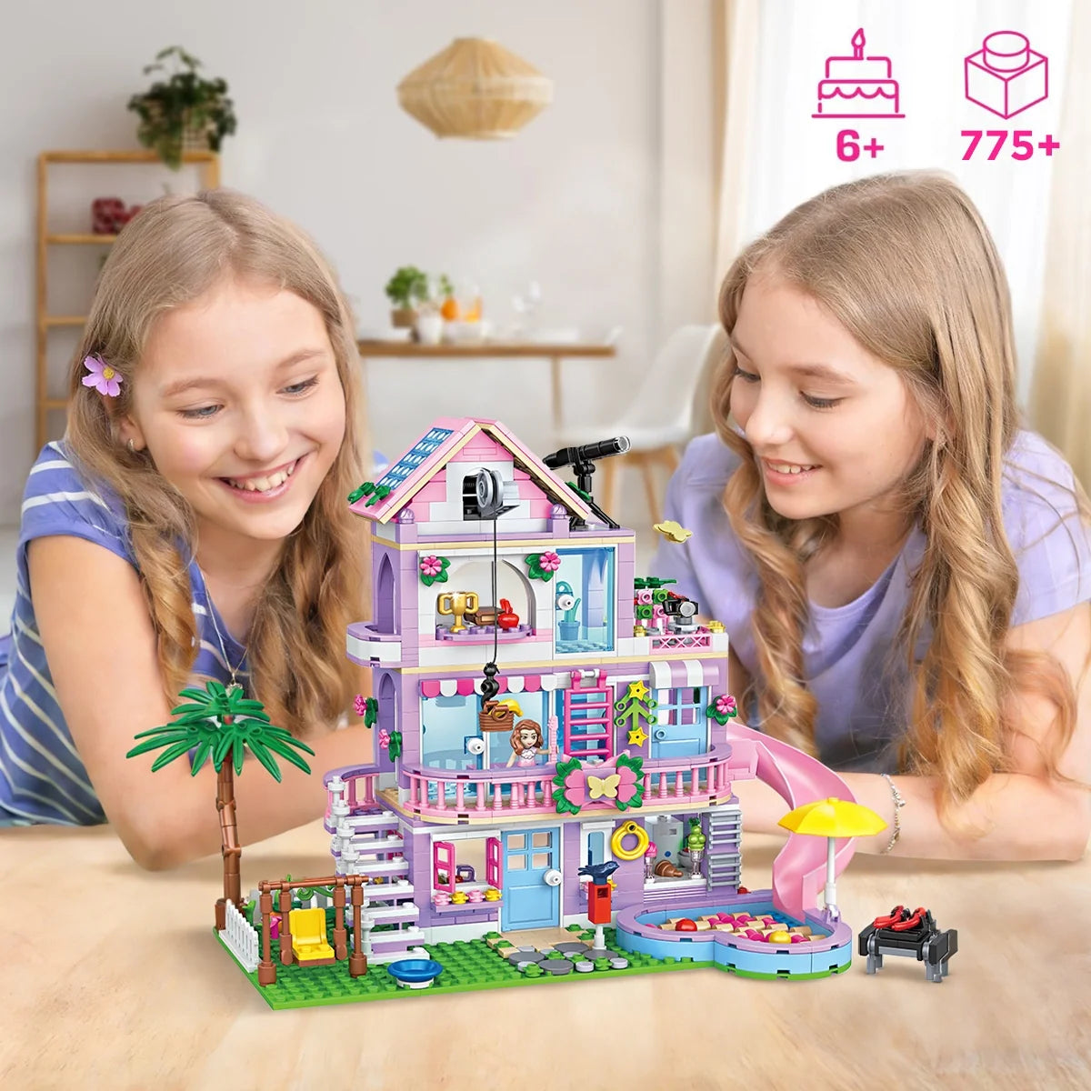 Bloco De Montar 775 Peças Encaixe Brinquedo Educativo Arquitetônicos De Vila De Jardim