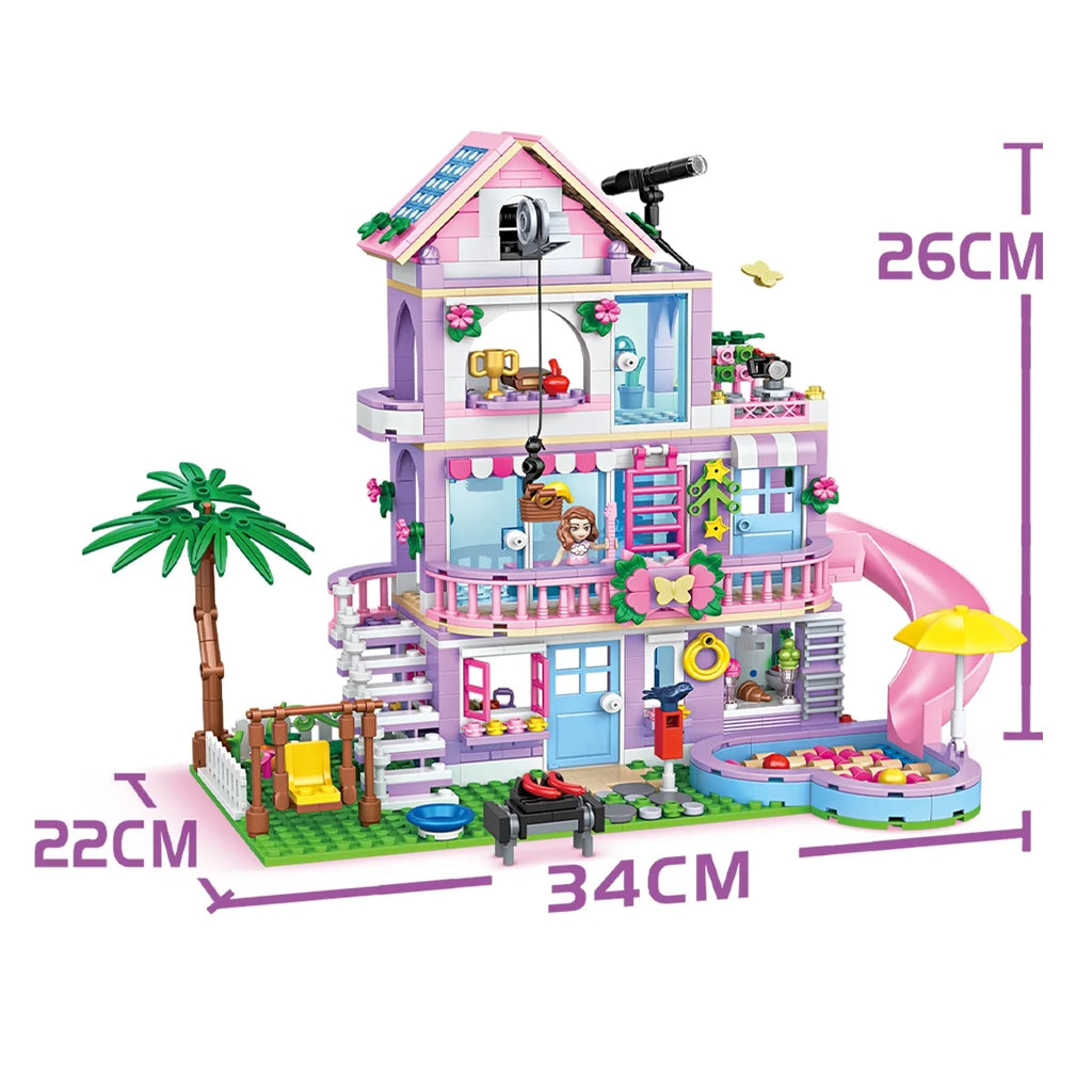 Bloco De Montar 775 Peças Encaixe Brinquedo Educativo Arquitetônicos De Vila De Jardim