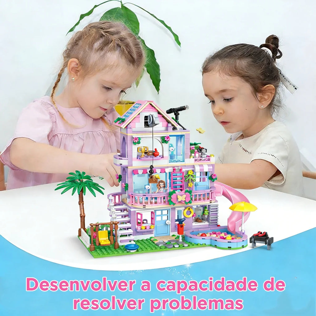 Bloco De Montar 775 Peças Encaixe Brinquedo Educativo Arquitetônicos De Vila De Jardim