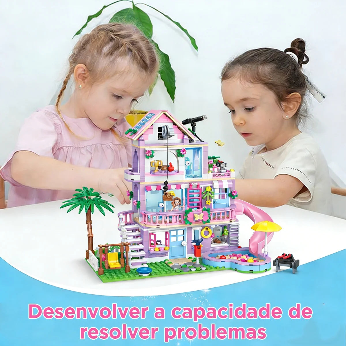 Bloco De Montar 775 Peças Encaixe Brinquedo Educativo Arquitetônicos De Vila De Jardim