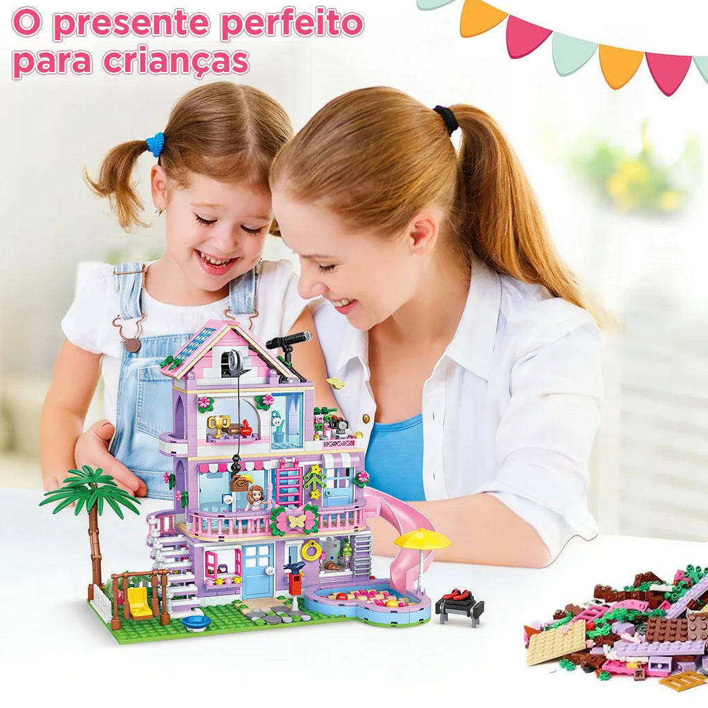 Bloco De Montar 775 Peças Encaixe Brinquedo Educativo Arquitetônicos De Vila De Jardim