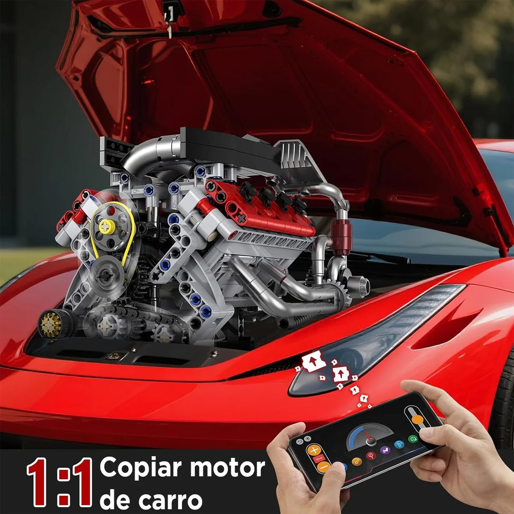 Conjunto De Blocos De Construção De Motor V8 660 Peças Motor V8 Bloco de Montar Educativo