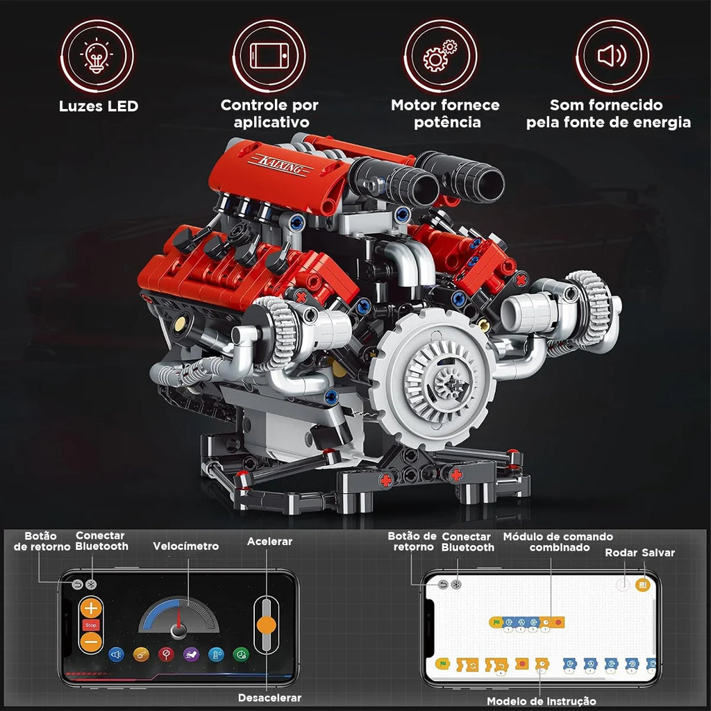 Conjunto De Blocos De Construção De Motor V8 660 Peças Motor V8 Bloco de Montar Educativo