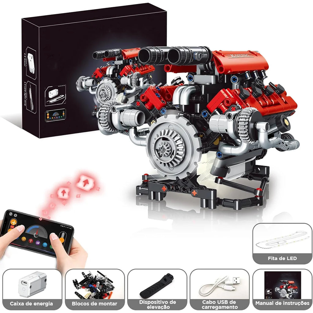 Conjunto De Blocos De Construção De Motor V8 660 Peças Motor V8 Bloco de Montar Educativo