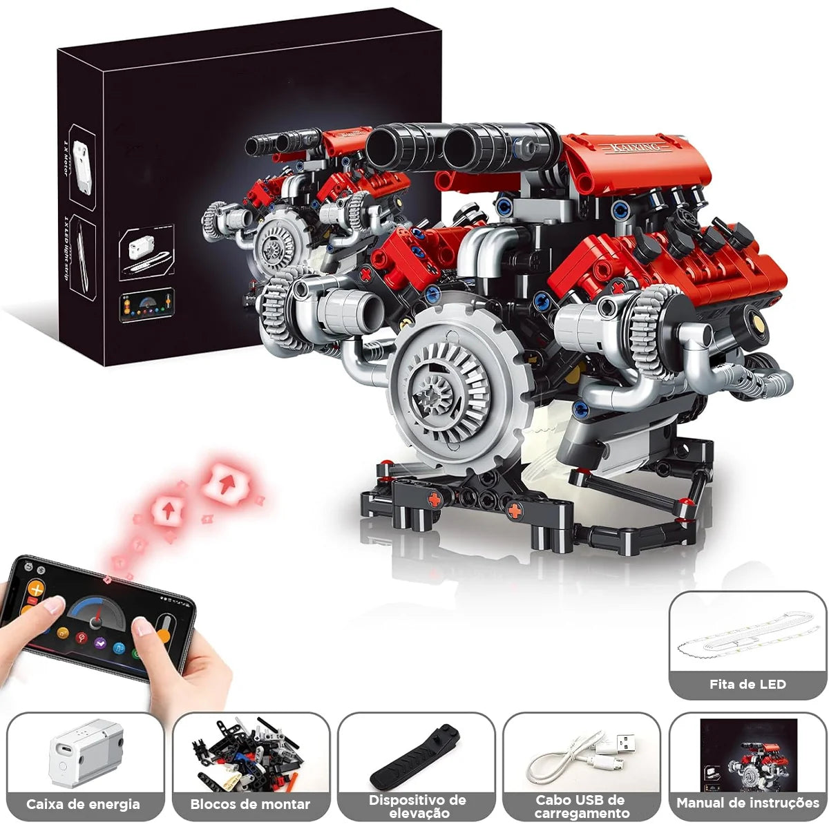 Conjunto De Blocos De Construção De Motor V8 660 Peças Motor V8 Bloco de Montar Educativo