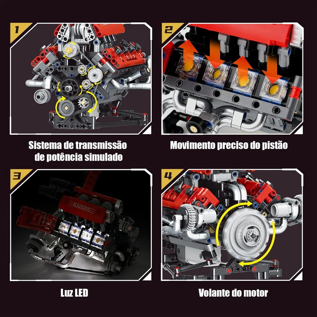 Conjunto De Blocos De Construção De Motor V8 660 Peças Motor V8 Bloco de Montar Educativo