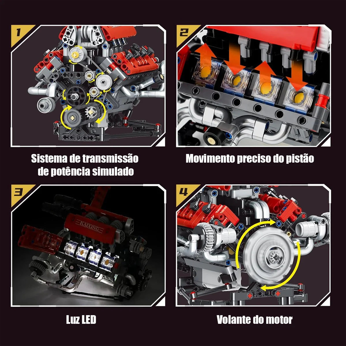 Conjunto De Blocos De Construção De Motor V8 660 Peças Motor V8 Bloco de Montar Educativo