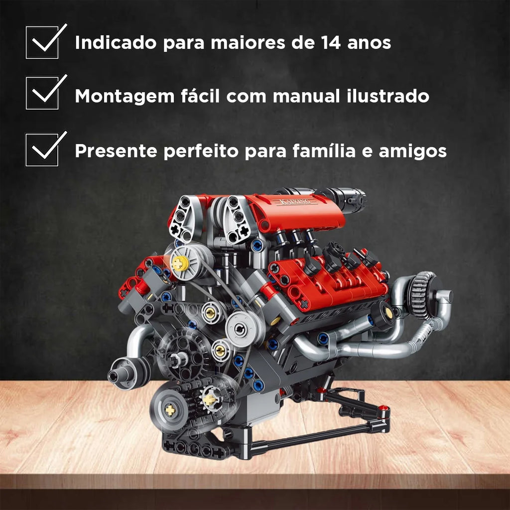 Conjunto De Blocos De Construção De Motor V8 660 Peças Motor V8 Bloco de Montar Educativo