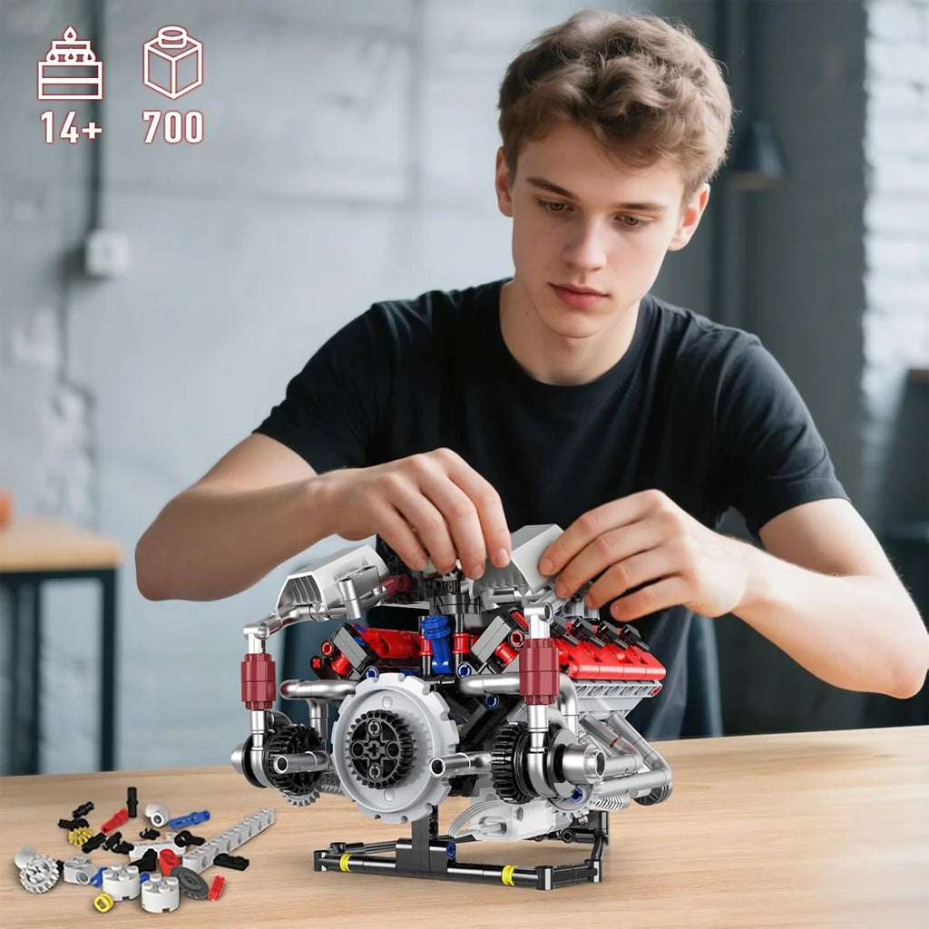 Conjunto De Blocos De Construção De Motor V8 660 Peças Motor V8 Bloco de Montar Educativo