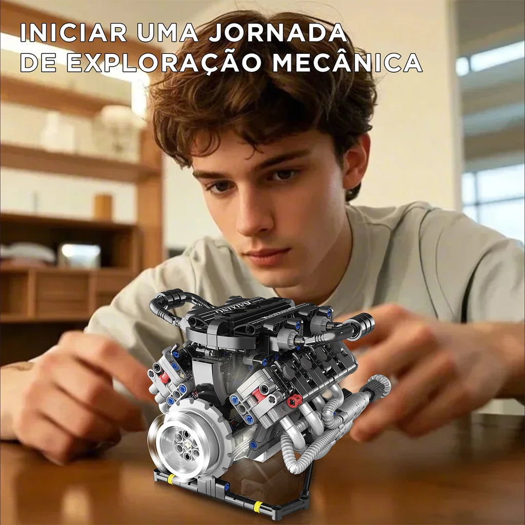 Conjunto De Blocos De Construção De Motor V8 715 Peças De Montar Encaixe Brastoy
