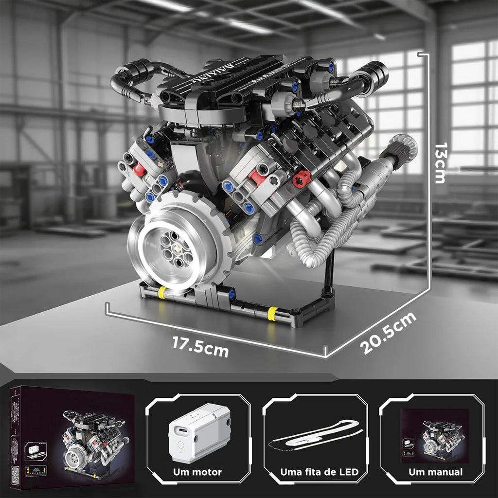 Conjunto De Blocos De Construção De Motor V8 715 Peças De Montar Encaixe Brastoy