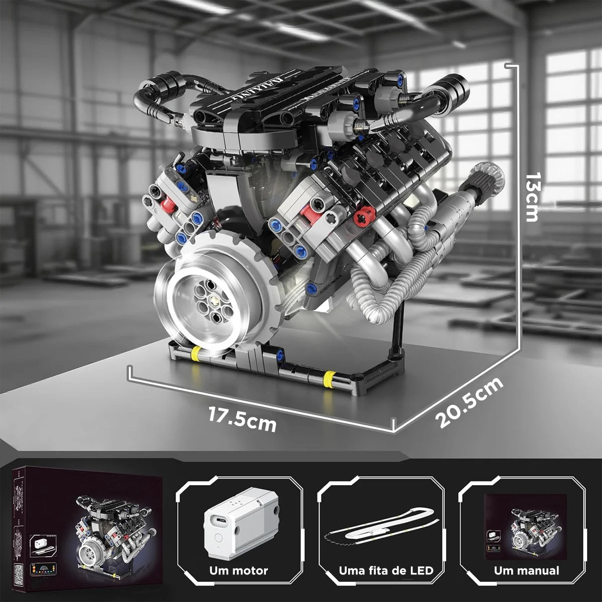 Conjunto De Blocos De Construção De Motor V8 715 Peças De Montar Encaixe Brastoy
