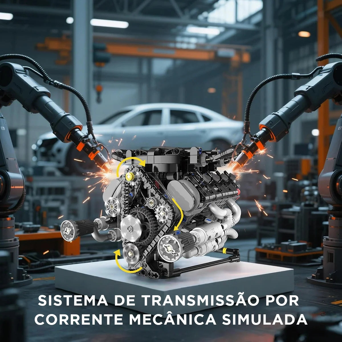 Conjunto De Blocos De Construção De Motor V8 715 Peças De Montar Encaixe Brastoy