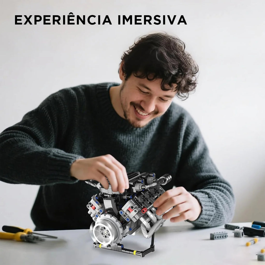 Conjunto De Blocos De Construção De Motor V8 715 Peças De Montar Encaixe Brastoy