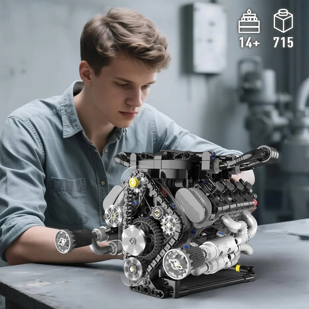 Conjunto De Blocos De Construção De Motor V8 715 Peças De Montar Encaixe Brastoy
