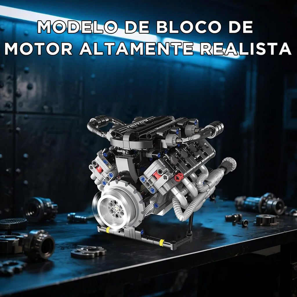 Conjunto De Blocos De Construção De Motor V8 715 Peças De Montar Encaixe Brastoy