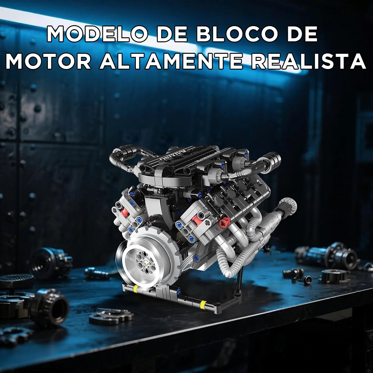 Conjunto De Blocos De Construção De Motor V8 715 Peças De Montar Encaixe Brastoy