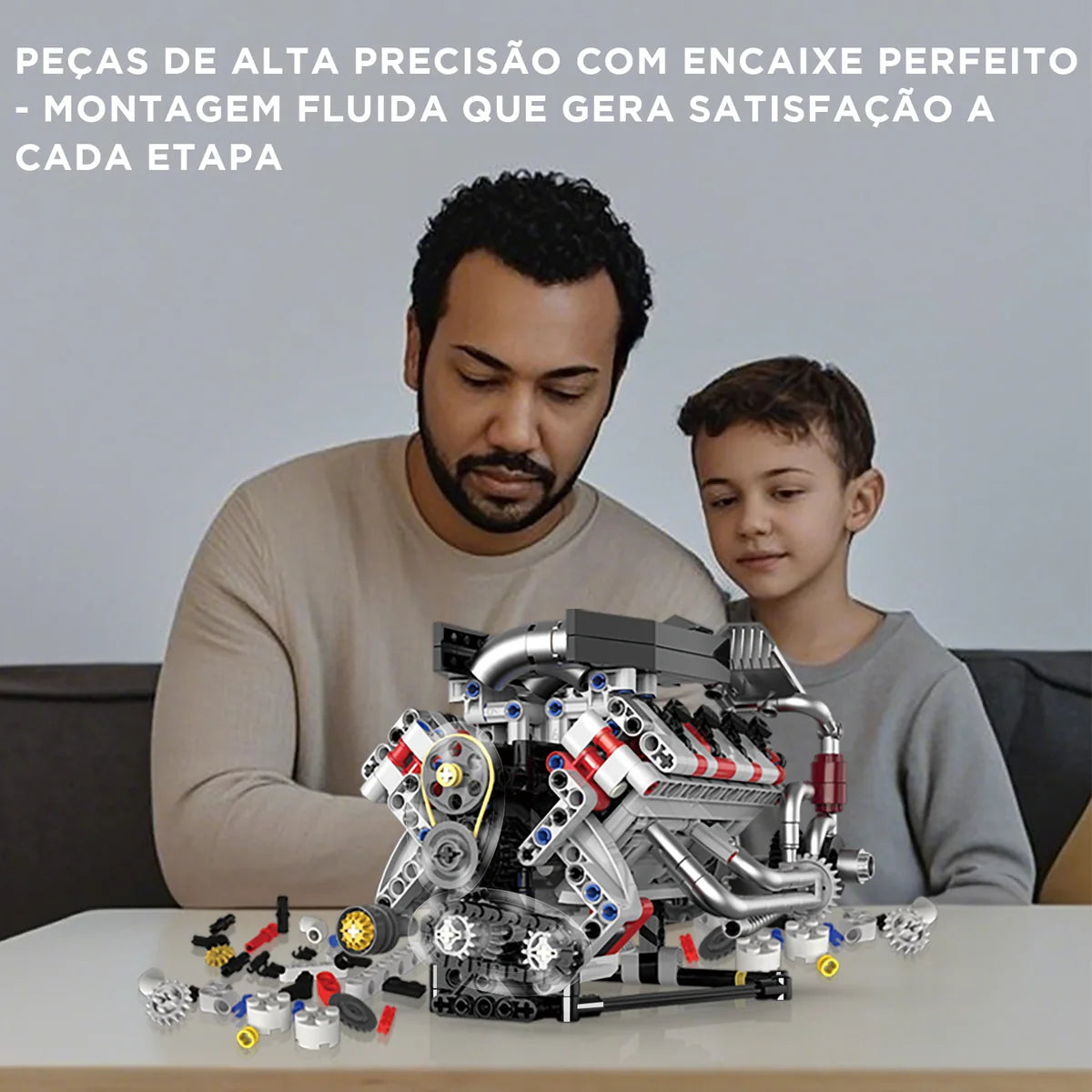 Conjunto De Bloco De Construção De Motor V8 700 Peças Bloco de Montar Encaixe Brinquedo Educativo