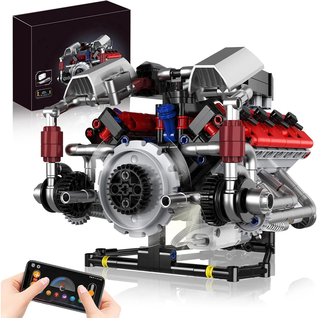 Conjunto De Bloco De Construção De Motor V8 700 Peças Bloco de Montar Encaixe Brinquedo Educativo