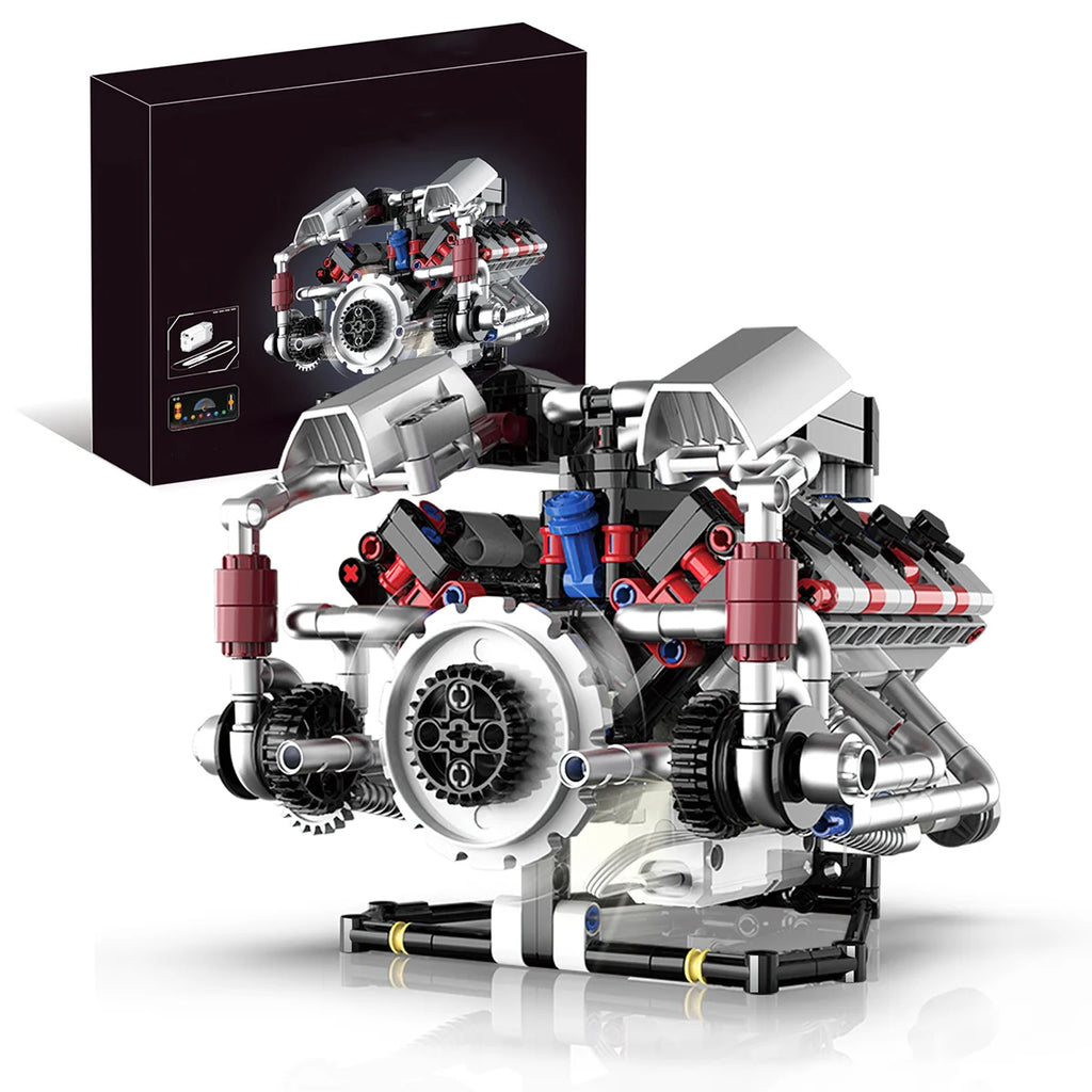 Conjunto De Bloco De Construção De Motor V8 700 Peças Bloco de Montar Encaixe Brinquedo Educativo