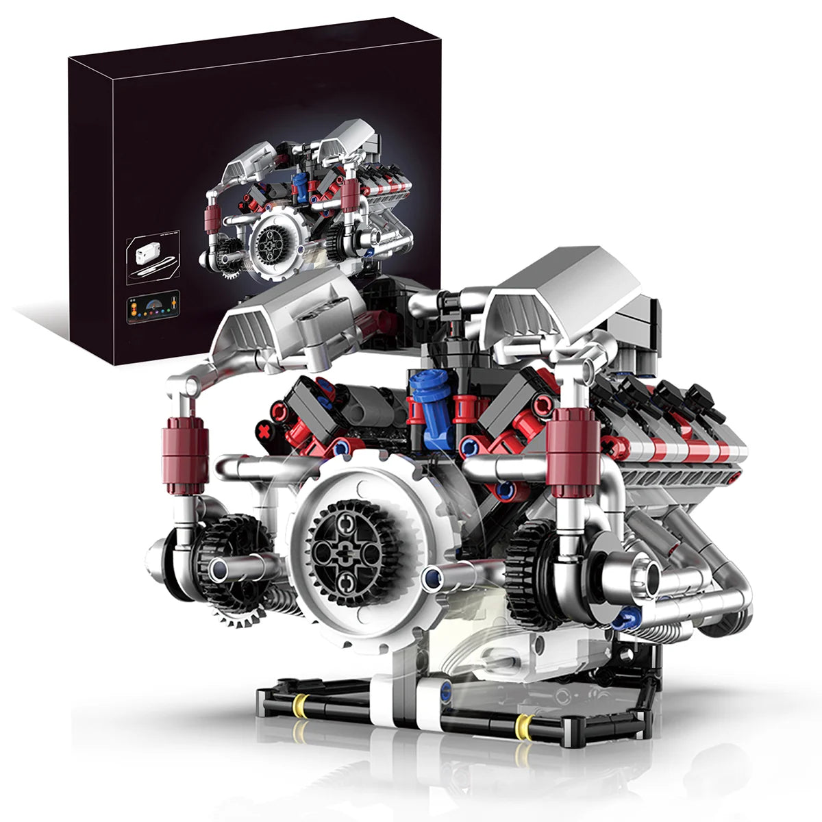 Conjunto De Bloco De Construção De Motor V8 700 Peças Bloco de Montar Encaixe Brinquedo Educativo