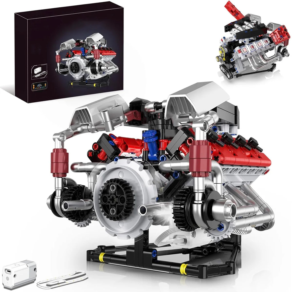 Conjunto De Bloco De Construção De Motor V8 700 Peças Bloco de Montar Encaixe Brinquedo Educativo